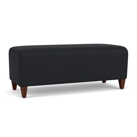 Siena Lounge Reception Loveseat Bench, Walnut, MD Black Upholstery